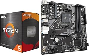 Micro Center AMD Ryzen 5 5500 Desktop Processor with GIGABYTE B550M K Motherboard