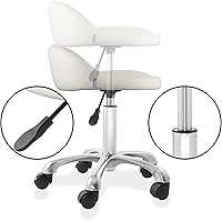 Saloniture Rolling Hydraulic Salon Stool with Low Backrest - Cream — image 5