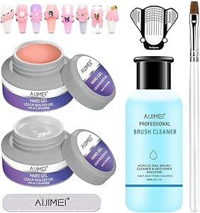 AIJIMEI LED/UV Hard Gels for Nails Extension Kit – Clear & Nude Pink