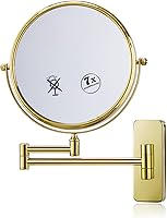 Nicesail Wall Mounted Makeup Mirror, 7X Magnification, Gold Finish — image 1