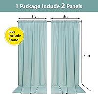MYSKY HOME Light Green Backdrop Curtains 5ft x 10ft (2 Panels) — image 2