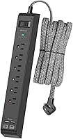 Mifaso Flat Plug Extension Cord 25FT Surge Protector Power Strip — image 1