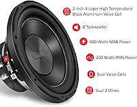 RECOIL RW8D2 Echo Series 8-Inch 400W Dual 2-Ohm Car Audio Subwoofer — image 3
