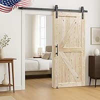 S&Z TOPHAND 32x80 Unfinished Barn Door with 6.6FT Sliding Hardware Kit — image 1