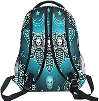 MNSRUU Teal School Backpack Butterfly Skull Blue College Knapsack Laptop Rucksack — image 5