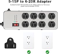 HEZI 20A Power Strip Surge Protector — image 5