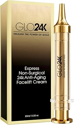 GLO24K Instant Facelift Cream with 24k Gold, Hyaluronic Acid, Peptides, and Vitamins A,C,E
