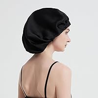 ALASKA BEAR 100% Mulberry Silk Bonnet Sleep Cap - Jumbo Black — image 5
