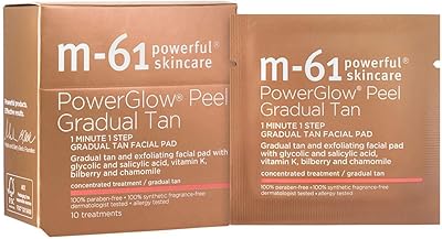 m-61 PowerGlow Peel Gradual Tan Exfoliating Facial Peel 10 Pack