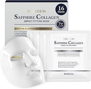 WELLDERMA Sapphire Collagen Impact Hydrogel Fitting Mask, 25g x 16 Sheets