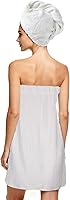 FABBRICA HOME Super Absorbent Quick Dry Spa Bath Wrap and Hair Turban Set, One-Size, White — image 5