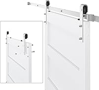 COSHOMER 40in x 84in White Sliding Barn Door with Brushed Nickel Hardware Kit — image 7