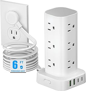 Pluackg 16-Outlet Surge Protector Tower with 4 USB Ports Review