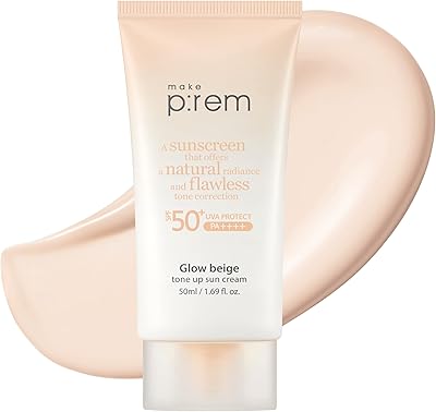 MAKE P:REM Glow Beige Tone Up Sunscreen SPF 50+ 1.69oz