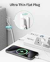 HOPOW Flat Plug Power Strip with Individual Switches, 10 Ft Extension Cord — image 4