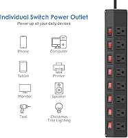 ANNQUAN 8 Outlet Power Strip with 8 Individual Switches — image 9