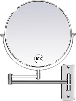 HOMEMIRO 9-Inch Wall Mounted Magnifying Makeup Mirror 1X/10X Magnification