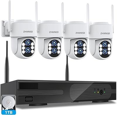 ZHXINSD Wireless Security Camera System Outdoor 6MP 10X Hybrid Zoom