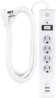 GE Surge Protector 4 Outlets 2 USB Ports 8ft Power Cord