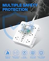 HUNIAN Power Strip with USB Ports, 12 Outlets, 6 USB Chargers, 5Ft Extension Cord — image 6