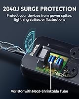 PLUGTUL Surge Protector Power Strip 20FT with 10 Outlets and 20W USB-C Charging — image 3