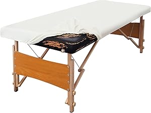 KIDOACOW Leather Massage Table Cover Protector - White, 80 x 32 x 4 inches