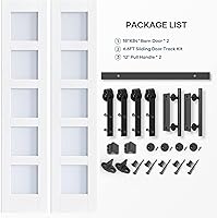 EaseLife 36 x 84 inch Double Glass Barn Door with Sliding Hardware Kit — image 7
