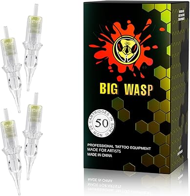 BIGWASP 50pcs Assorted Disposable Cartridge Tattoo Needles Round Shader