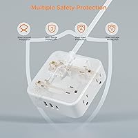 TESSAN TS-1026-C Flat Plug 20 FT Extension Cord Surge Protector with 8 AC Outlets and 3 USB Ports — image 5