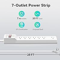 PLUGTUL Surge Protector 20FT, 7 Outlets — image 2