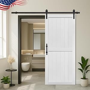S&Z TOPHAND 36x84in MDF Barn Door with 6.6FT Sliding Hardware Kit