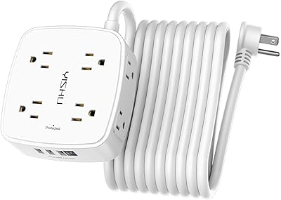 YISHU 20 Ft Surge Protector Power Strip with USB Ports