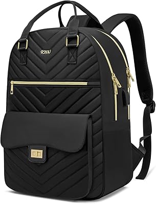 RJEU School Backpack Aesthetic for Teen Girls with USB Port, Black