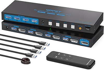 AILVLVNG 8K@60Hz DisplayPort KVM Switch 4-Port