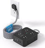 HANYCONY 15 Ft Extension Cord Power Strip with 8 Outlets & 4 USB Ports — image 1