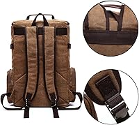 Vintage Canvas Backpack Casual Travel Rucksack 15.6inch Laptop Daypack — image 5