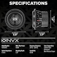 NVX VCW84v3 8-inch 1300W Dual 4-Ohm Car Subwoofer — image 3