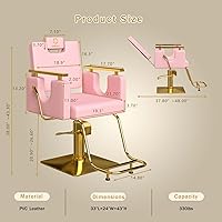 LUXMARS Heavy Duty Barber Chair, Pink — image 3