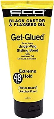 Eco Styler Black Castor & Flaxseed Oil Get Glued Front Lace Under-Wig Styling Bond 6oz