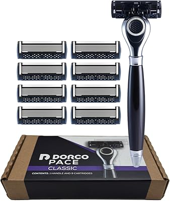 DORCO Pace Classic Seven Blade Razor System 1 Handle + 9 Cartridges