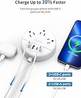 NTONPOWER 10 ft Flat Extension Cord with 3 Outlets & 4 USB Ports — image 6
