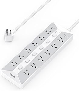 TESSAN Surge Protector Power Strip with 6 Individual Switches, 12 Outlets, 6 FT Cord