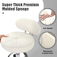 FNZIR Swivel Rolling Spa Stool with Backrest, White — image 6