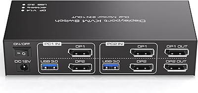TJCXELE DisplayPort KVM Switch 2 Monitors 2 Computers 4K@144Hz