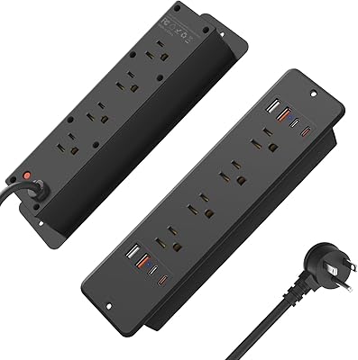 HHSOET 8 Outlet Recessed Power Strip with USB-C and USB-A Ports