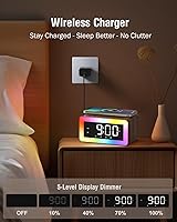 Bitswolee Wooden Digital Alarm Clock with Wireless Charging and Bluetooth Speaker — image 5