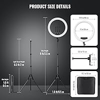 SH 19-inch LED Ring Light with 8ft Stand and 3 Phone Holders — image 6