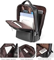 Genuine Leather Laptop Backpack for Men Women 15.6 Inch — image 4