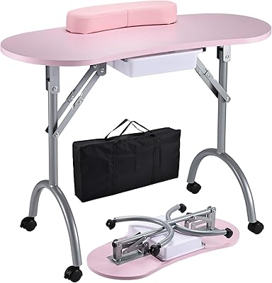 Joligrace Professional Foldable Manicure Table Pink