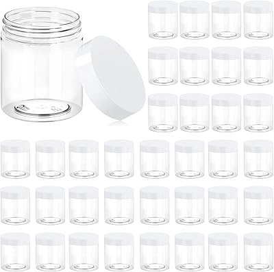 Eternal Moment 36 Pack 8oz Plastic Jars with White Lids